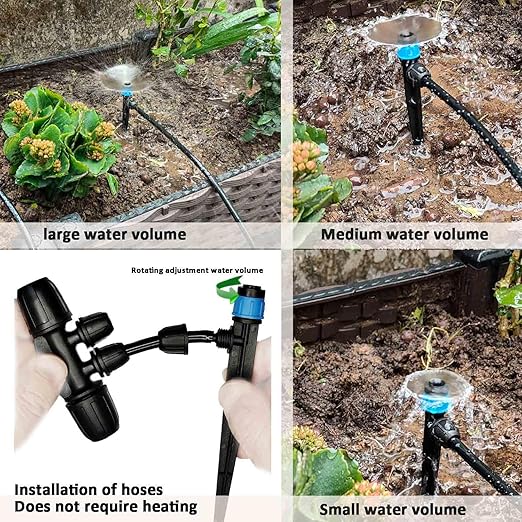 162ft Drip Irrigation Kit 5/16“ID Main Hose and 1/4 Inch Pipe Drip Irrigation System with Water Timer Auto Watering System for Garden Adjustable Spray, for Greenhouse, Garden, Lawn, Potted Plants