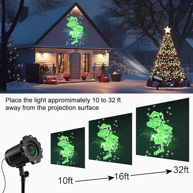 3D Dynamic Christmas Projector Lights Outdoor Indoor-2024 Upgrade Dinosaur Christmas Decorations,Waterproof Holiday Projector Lights for Window Ground Roof Wall Yard Xmas Decor