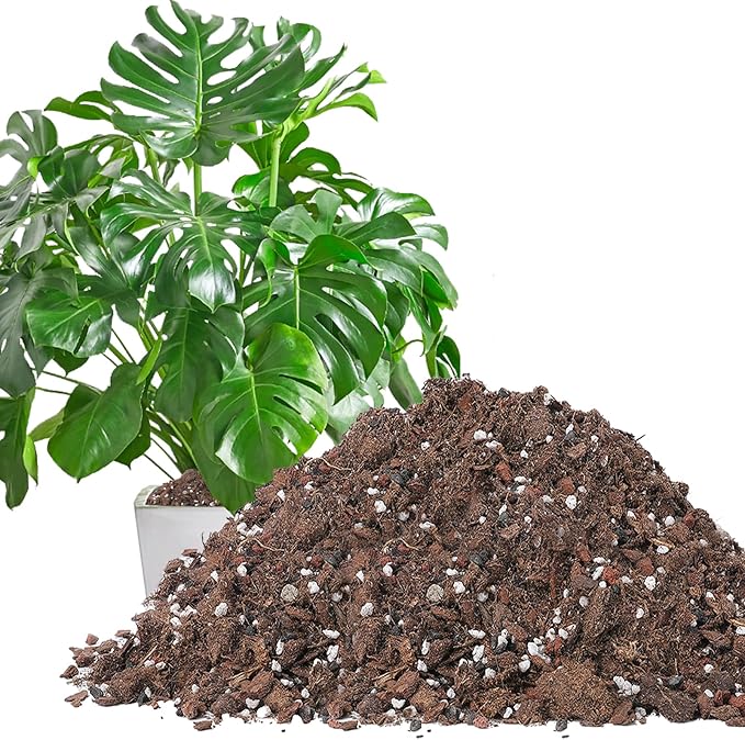 8 Quarts Monstera Soil Potting Mix - Natural Organic Tropical Plant Soil for Improving Growth Rate, Sustainable Houseplants Growing Media for Indoor Bonsai Succulents Moisture Retention Drainage