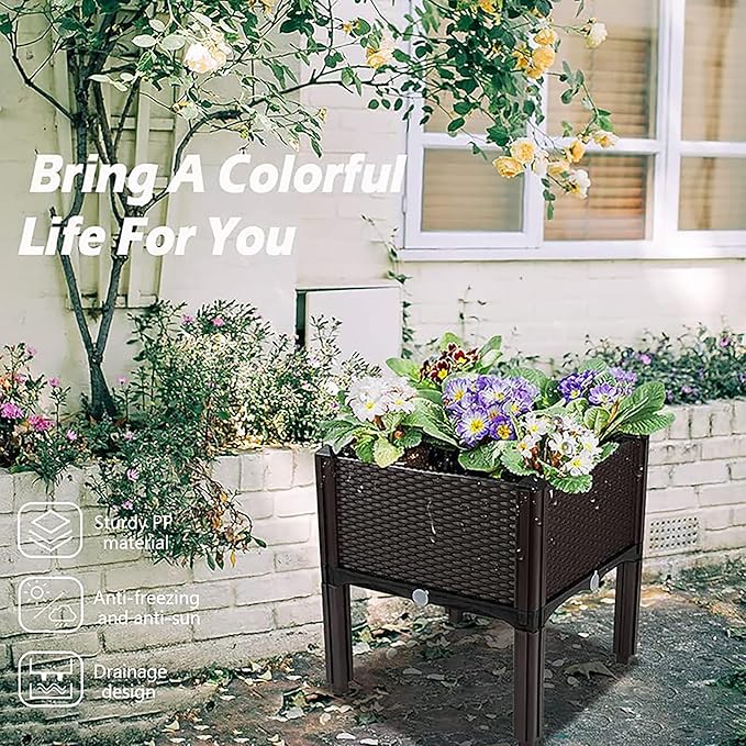 Planter for Outdoor Plants with Legs Raised Garden Bed Planter Box Elevated Garden Boxes Plant pots Perfect for Garden Patio Balcony Deck to Planting Flowers Vegetables Tomato and Herbs