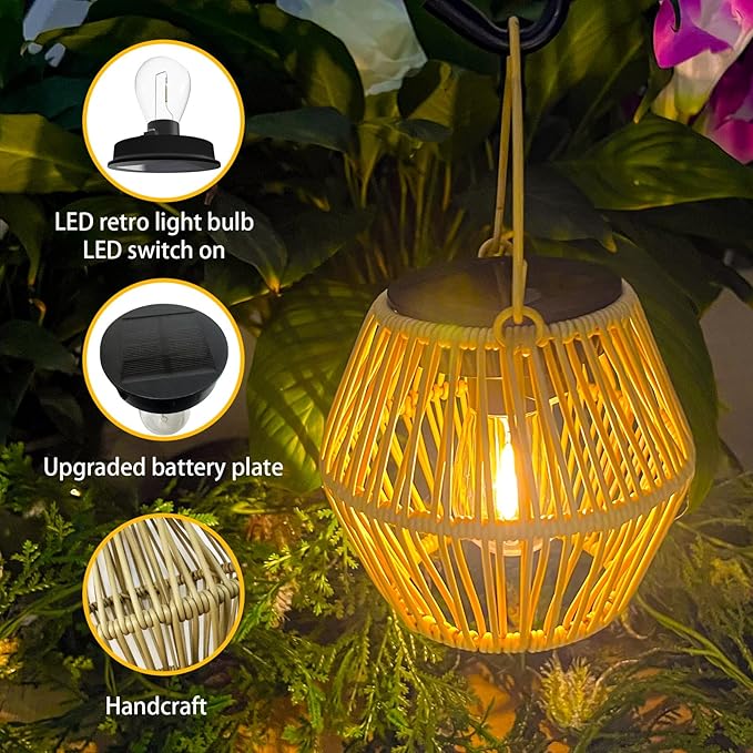 Solar Lanterns Outdoor,Solar Lanterns Outdoor Waterproof Lights for Outside Hanging Lamp Lights Decoration for Garden,Yard,Patio -2 Pack