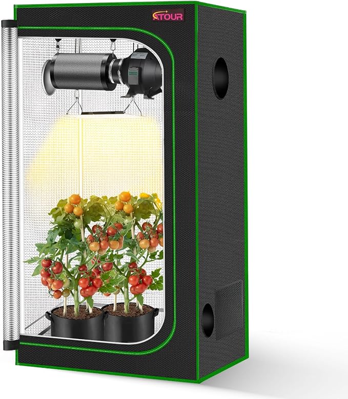ATOUR 24”x24”x48” Grow Tent, Reflective 600D Mylar,Hydroponic Grow Tent with Observation Window and Floor Tray for Indoor Plant Growing 2’x2’