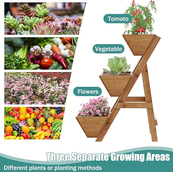 Small Raised Garden Bed, 3 Tier Vertical Garden Planter for Indoor & Outdoor, Raised Planter Box with Legs
