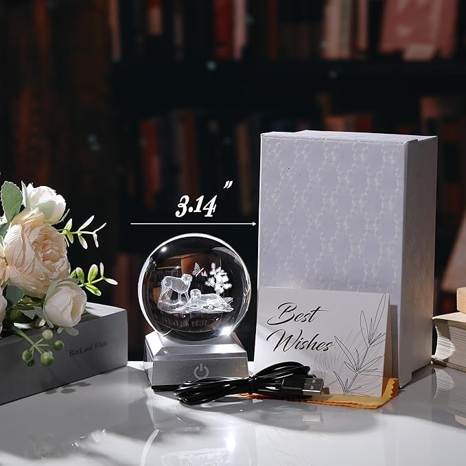 3D Crystal Ball Labrador Retriever Gifts for Women Men - Labrador Retriever Statue Paperweight Birthday Christian Gifts for Best Friend Daughter Keepsake Paperweight -Dog Figurines Statues Home Decor