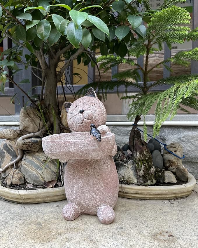 Cat Garden Statue Outdoor Decor Sculptures 12.3 Inch Height Figurine Gardening Lawn Ornament Gifts for Women