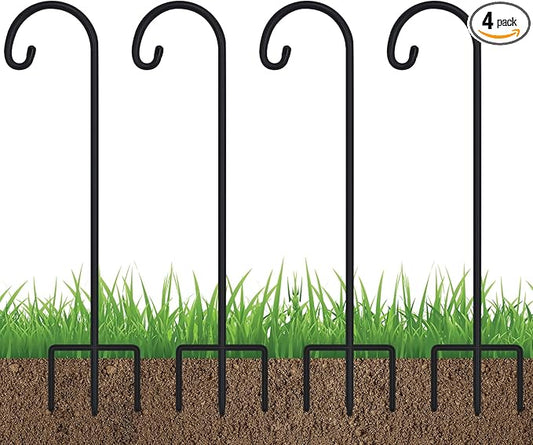 FEED GARDEN Adjustable 32 Inch Small Shepherd Hooks for Outdoor, Garden Hooks for Lanterns, Shepard Hooks for Hanging Plants, Bird Feeders, Solar Lights, Mason Jars, Weddings Decor,4 Pack
