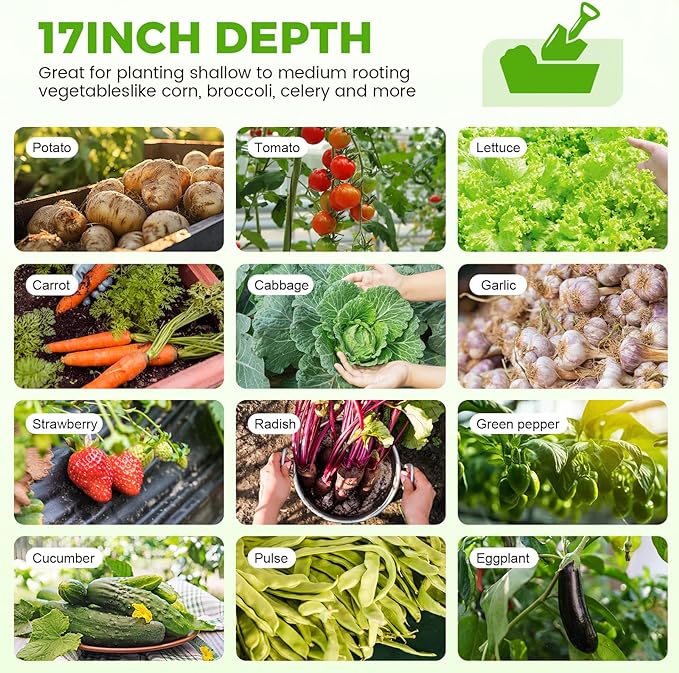 Land Guard 18“ Tall Outdoor Metal Raised Garden Bed, Oval Deep Root Planter Box for Vegetables, Flowers, Herbs, 89 Gallon Capacity - Cream Yellow