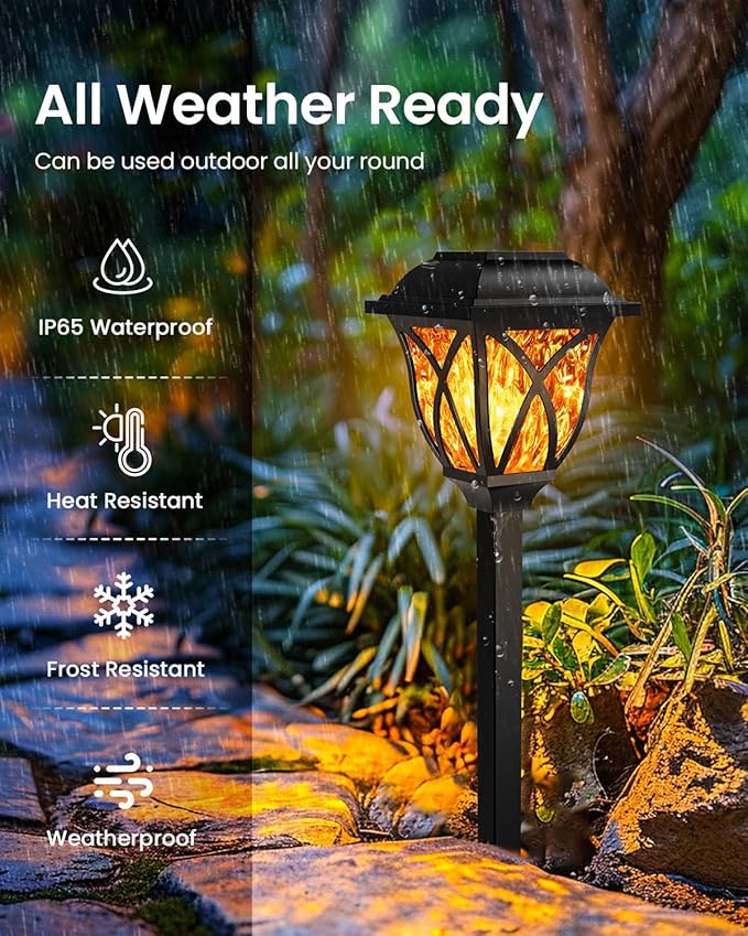 Solar Lights Outdoor, Solar Torch Lights with Flickering Flame, Solar Powered Outdoor Decorations Waterproof, Tiki Torches for Garden Yard Path Patio Porch Outside Decor (8 Pack)