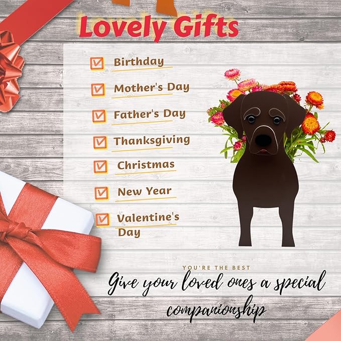 Chocolate Labrador Dog Planter Plant Pots,Cute Garden Dog Flower Planter,Dog Planters Birthday Gifts for Women,Office,Indoor/Outdoor Decor(9.45 * 6.38 * 13.39in)