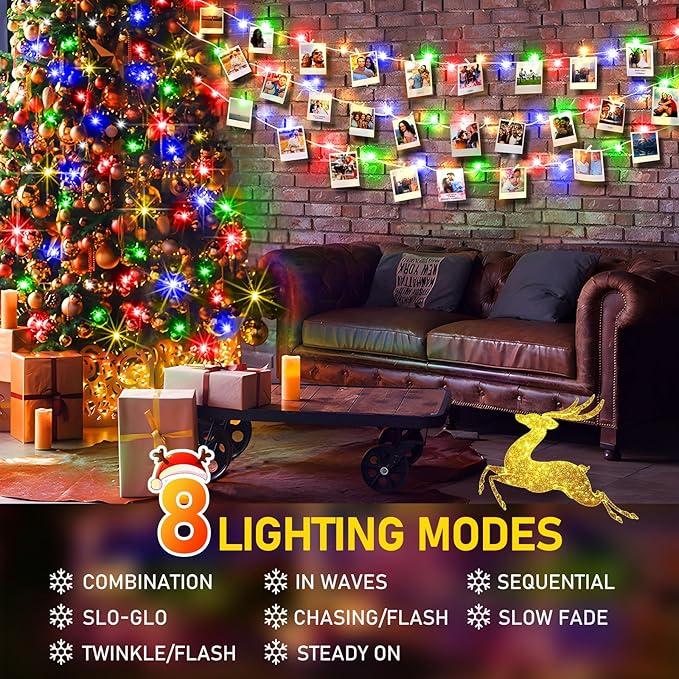 KNONEW 600ft 1500 LED Outdoor Christmas String Lights 8 Modes & Timer Fairy Light Plug in Waterproof Hanging Lighting for Xmas Yard Tree Wedding Party Holiday Decorations(Multicolor)