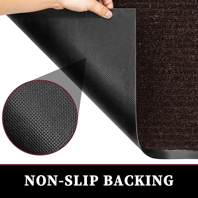 Profile Rubber Door Mat, 35x23inch, Heavy Duty, Entrance Doormat, Indoor and Outdoor, Waterproof, Easy Clean Shoe Scraper, Home Rug Welcome Mats for Entryway, Patio, Porch, Brown