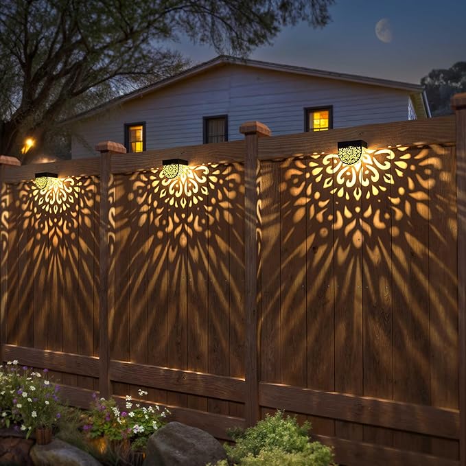 Solar Fence Lights 6 Pack Solar Deck Lights Outdoor Waterproof LED Solar Powered Step Wall Lights Outdoor Decorations Decorative for Front Door