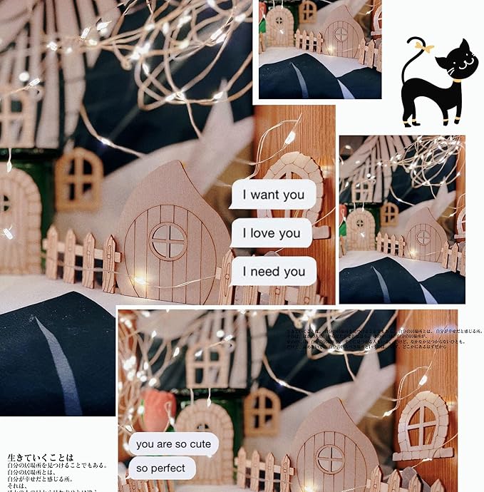 56 Pcs Fairy Door & Window Craft Kit - Wooden Garden Doors, Mini Fences, Unpainted Miniature Accessories for Home Party Event Decor - DIY Fairy House Decorations (Antique)