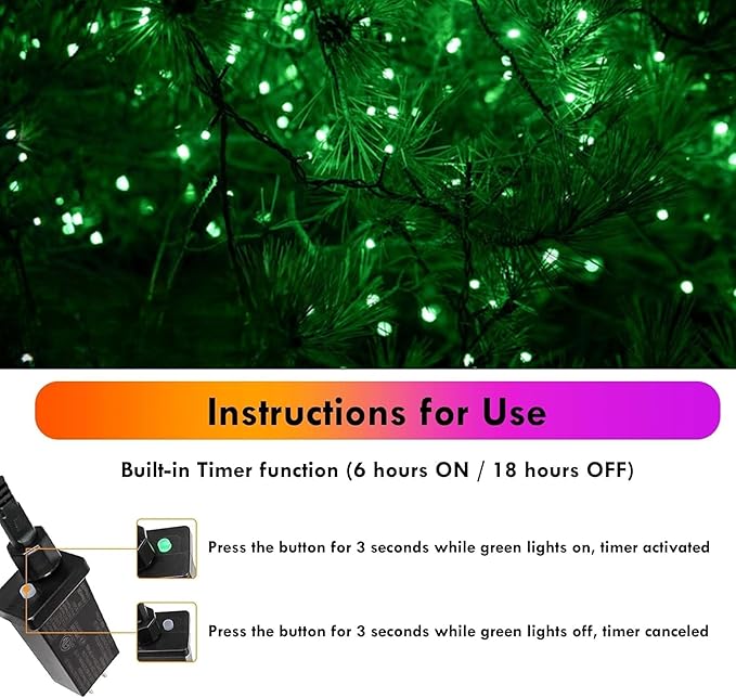 SANJICHA 2-Pack 66FT 200LED Green St. Patrick's Day Lights for Indoor/Outdoor, Super Bright Plug in Fairy Lights, Waterproof String Lights for Festive Decorations St Patrick's Day Garden Tree