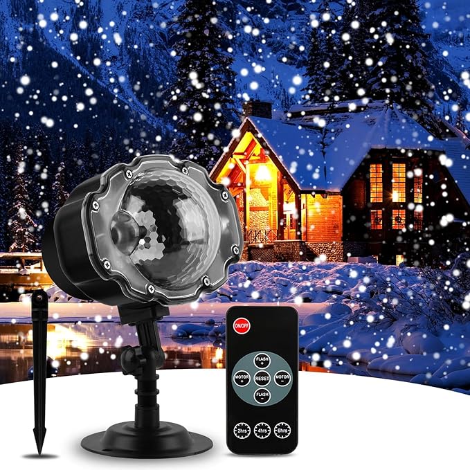 Christmas Snowfall Projector Lights, Indoor Outdoor Holiday Lights with Remote Control, White Snow for Halloween Xmas Party Wedding Garden Landscape Decoration(Snow Spots)