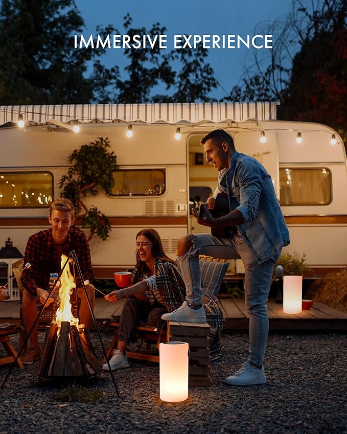 Solar Table Lamp, Portable Lamp for Outdoor/Indoor, Smart Outdoor Lantern with APP Control, RGB 8 Color Dimmable, Waterproof Cordless Lamp for Outside Patio Deck Camping