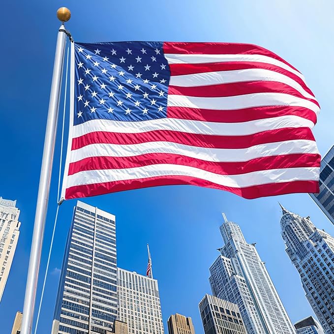 American Flag 5x8 Outdoor, 5x8 Flags Outside, All Weather US Flags with Embroidered Stars Sewn Stripes Brass Grommets, Vivid Color, Polyester USA Flag for Outdoor Indoor (5 by 8 Foot)