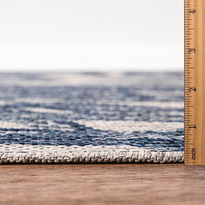 Keen Home Design Terrace Outdoor Round Rug - 8ft Round Washable Indoor/Outdoor Rug for Patio, Kitchen, Balcony, Beach, Garden, Deck and Porch, Size: 7'7" Round