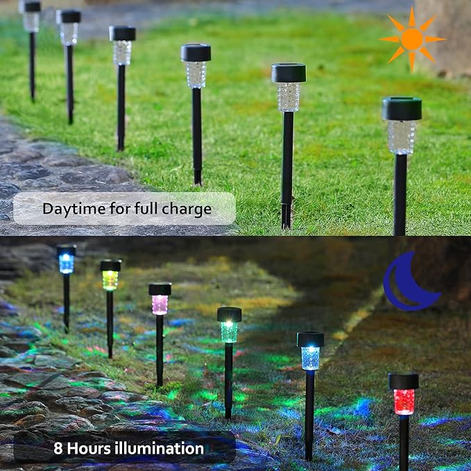 Dynaming 16 Pack Outdoor Solar Pathway Lights, RGB Color Changing LED Solar Powered Walkway Lights, Waterproof Landscape Decorative In-Ground Lighting for Garden Lawn Patio Yard Deck Driveway