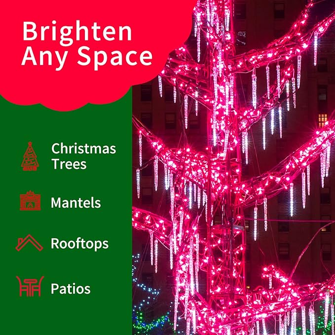 Ultra-Bright Connects End to End Pink Christmas Mini Lights 100L 19.6Ft UL Listed Incandescent Bulb String Light Set for Indoor Outdoor Holiday Garden Party Christmas Tree Garland Decor