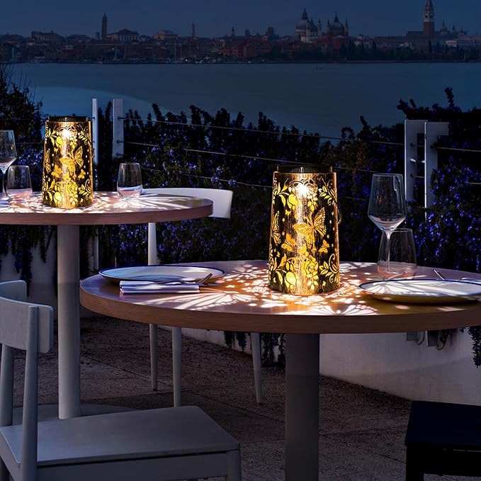 Outdoor Solar Lanterns Large Butterfly Pattern Lantern Hanging Light House Yard Patio Backyard Porch PathwayDecor Gifts for Women Grandma Mom Friends 2pcs
