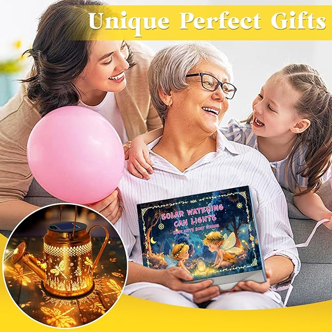 Solar Powered Dragonfly Watering Can Lights Waterproof Outdoor Garden Decor with Shepherd Hook, Hanging Patio Lights for Yard, Porch, Backyard Perfect Gardening & Birthday Gift for Women, Mom, Grandma