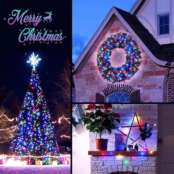 JMEXSUSS 2 Pack Solar String Lights Outdoor Waterproof, Each 33FT 100 LED Multi Colored Solar Fairy Lights, 8 Modes Easter String Light for Yard Patio Tree Garden Christmas Easter Decorations