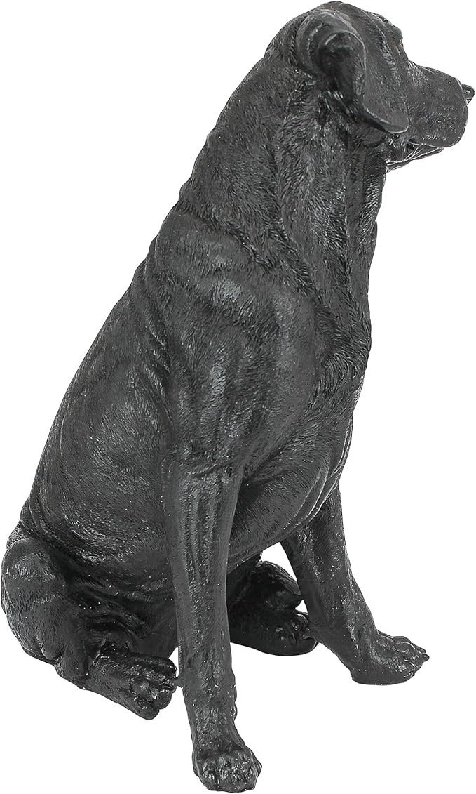 Design Toscano Labrador Retriever Dog Indoor/Outdoor Garden Statue, 9 Inch Wide, 15 Inch Tall, Cast Stone Resin, Black Painted Finish