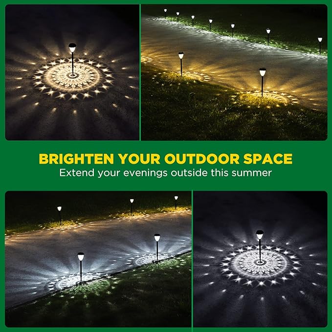 Super Bright Solar Lights Outdoor Waterproof 10 Pack, Dusk to Dawn Up to 12 Hrs Solar Powered Pathway Garden Lights Auto On/Off, LED Landscape Lighting Decorative for Walkway Patio Yard