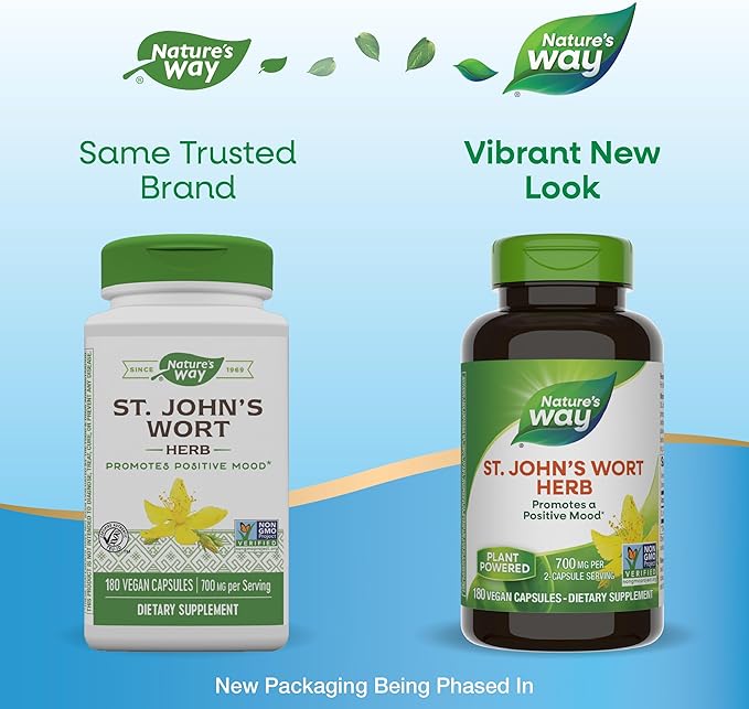 Nature's Way St. John’s Wort Herb, 700 mg 2-Capsule Serving, 180 Capsules