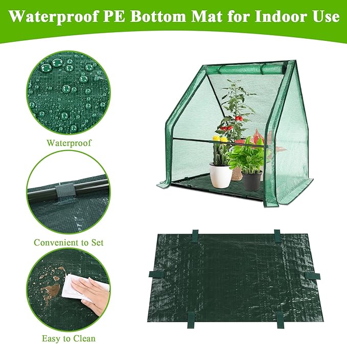 U'Artlines Portable Mini Greenhouse Small Green House with Waterproof Pad 36x36x42 Inch Plant Cover Tent for Garden Small Plants Indoor Outdoor, Green PE