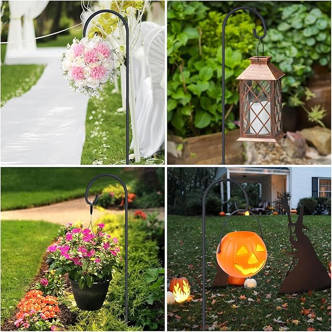 FEED GARDEN Adjustable 32 Inch Small Shepherd Hooks for Outdoor, Garden Hooks for Lanterns, Shepard Hooks for Hanging Plants, Bird Feeders, Solar Lights, Mason Jars, Weddings Decor,1 Pack