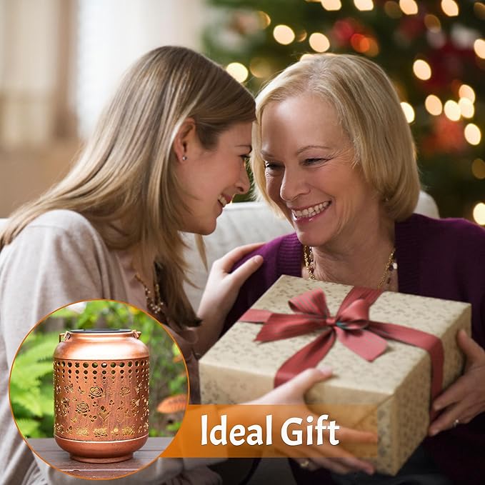 Solar Lanterns Outdoor, Waterproof Hanging Solar Lantern Garden Decor, Solar Lights for Backyard Porch Patio Table Yard Balcony Lawn Pathway, Rose Gifts for Women Grandma Mom