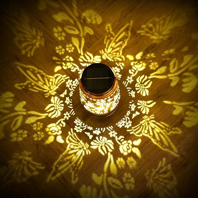 Large Solar Lanterns Outdoor Waterproof Butterfly Birthday Gifts for Women Men, Metal Hanging Solar Lantern Lamp for Yard, Lawn, Patio, Backyard, Garden Decor Outside