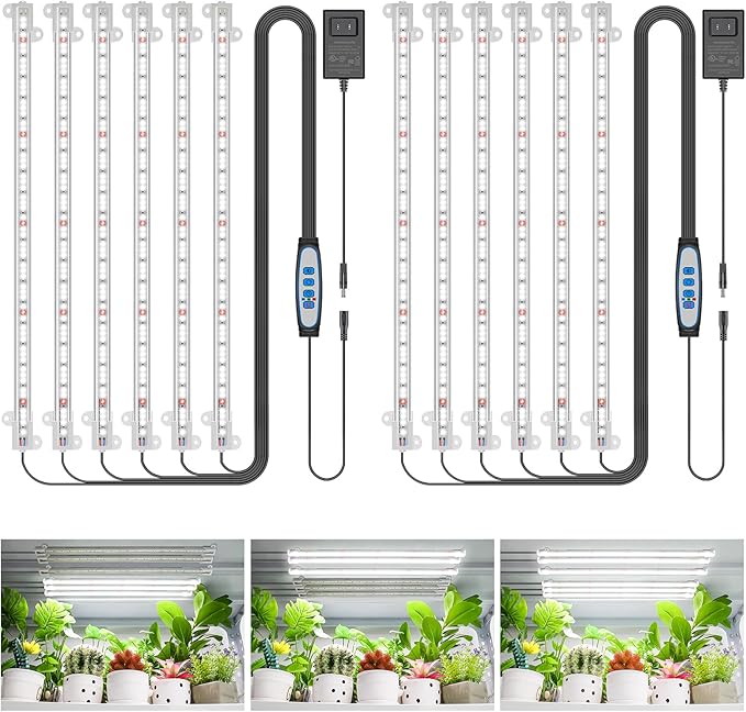 Wiaxulay Grow Light, 360 LEDs Full Spectrum Plant Light for Indoor Plants, 6 Bars/16 in Grow Light Strip with Auto Timer 6/12/16 Hrs, 3 Switch Modes, 5 Dimmable Levels for Green House Hydroponics