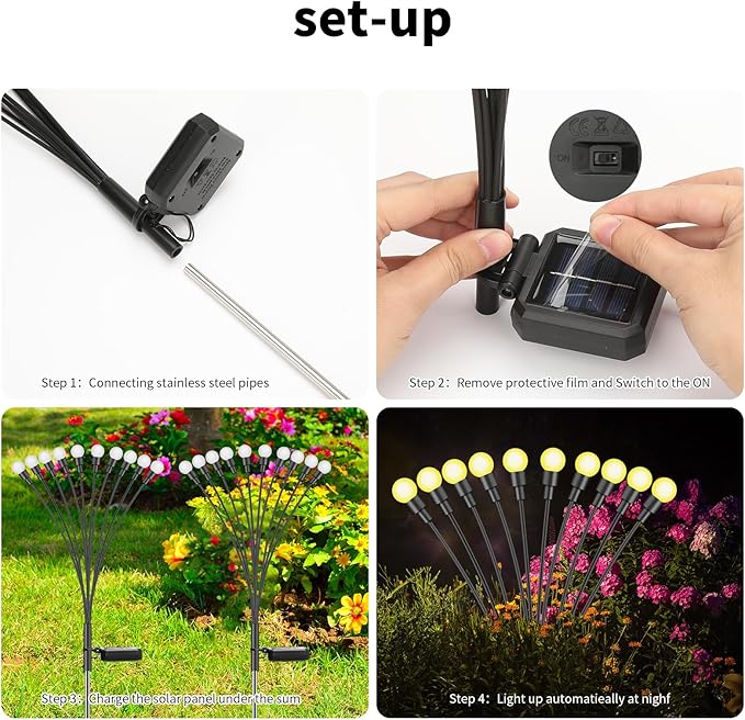 Solar Lights Outdoor (2 Pack-20 LEDs)，Waterproof Garden Fairy Swaying Firefly Lights ，Gifts for Outdoor Decorations，Suitable for Patio, terraces, lawns and Paths