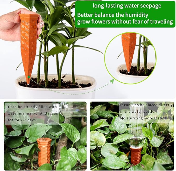 Plant Self Watering Stakes 12 Pack Terracotta Watering Spikes for Indoor and Outdoor Plants,Wine Bottle Plant Watering Devices, Automatic Plant Waterers for Vacation