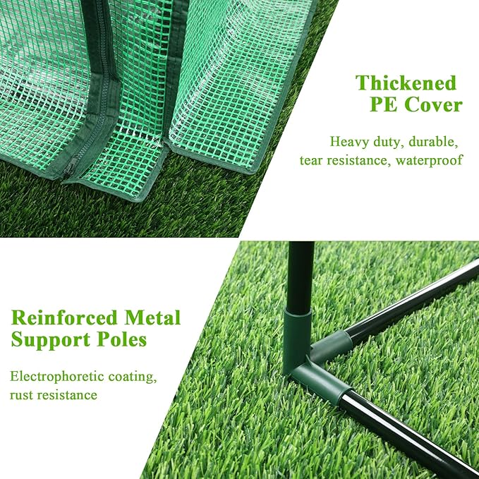 U'Artlines Portable Mini Greenhouse Small Green House with Waterproof Pad 36x18x33 Inch Plant Cover Tent for Garden Small Plants Indoor Outdoor, Green PE