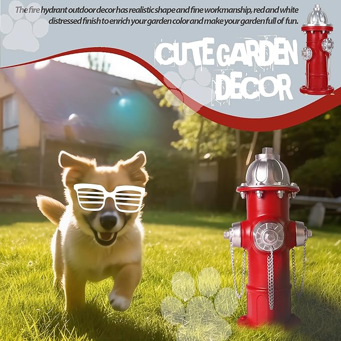 Dog Fire Hydrant Pee Post, Dog Pee Post Training Statue, Resin Fire Hydrant Statue for Dogs to Peed on, Backyard Lawn Decor, Firefighter Gifts for Men (17.5 inch)