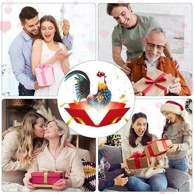 32" Large Metal Rooster Decor, Outdoor Garden Statues, Metal Chicken Sculpture for Backyard Patio Kitchen Decor