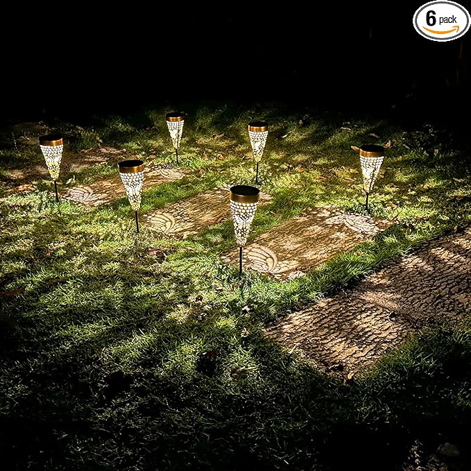 6-Pack Butterfly Outdoor Decor Solar Pathway Lights, Metal Landscape Lighting for Garden, Lawn, Yard, Patio, Backyard, Pathway, Walkway – gifts for Mother, Women, Men, Grandmother, Grandfather