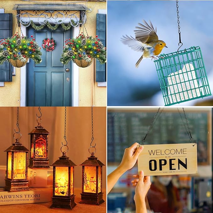 RIFNY Hanging Chains with Hooks, 15 Pieces 24 Inch Black Chain for Hanging Bird Feeders Planters Baskets Billboards Lanterns Wind Chimes Ornaments Outdoor/Indoor Use (24 inch 15pcs)