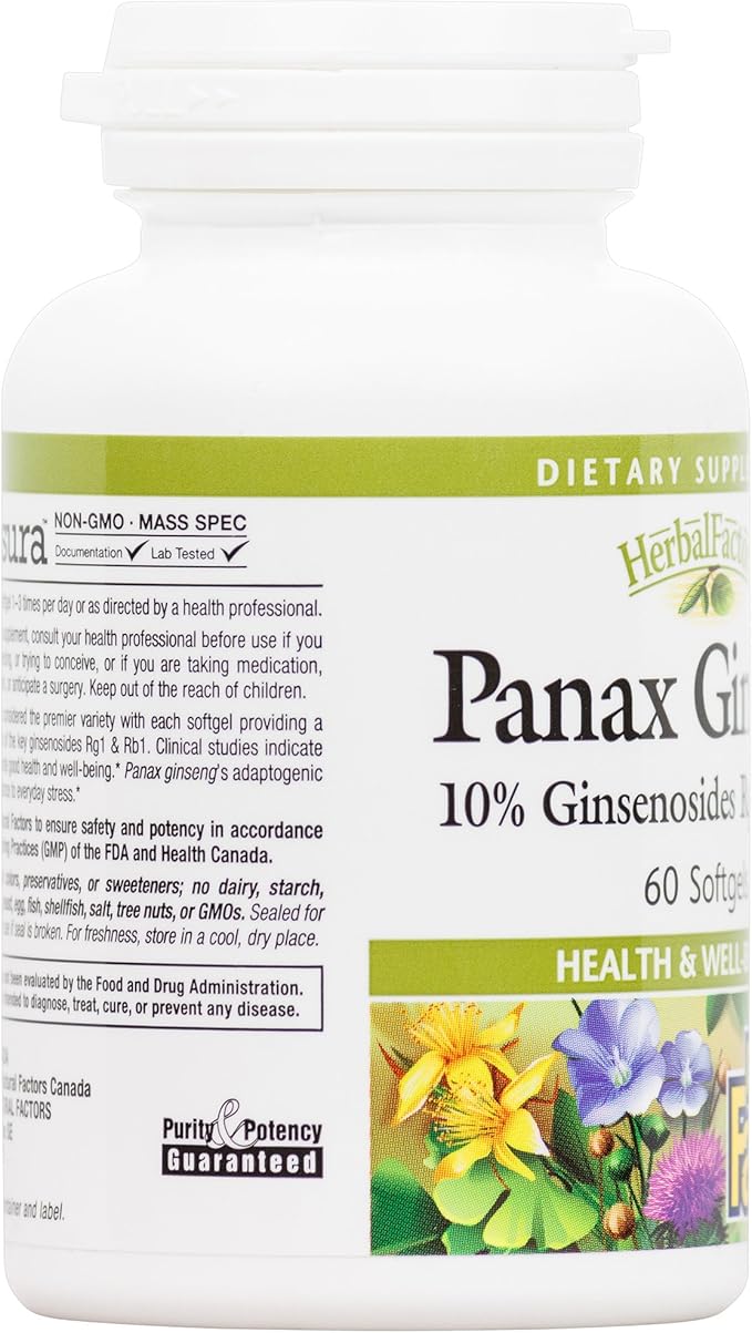 HerbalFactors by Natural Factors, Panax Ginseng, 60 softgels (60 servings)