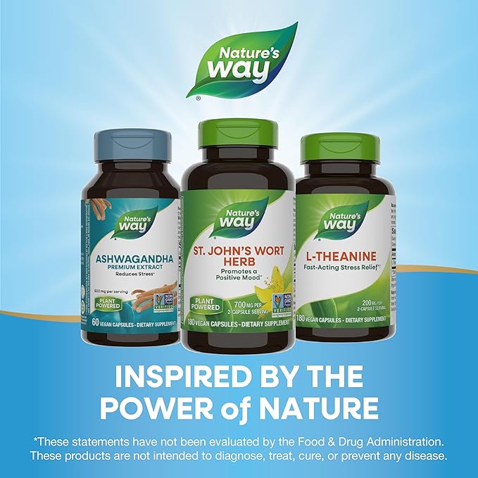 Nature's Way St. John’s Wort Herb, 700 mg 2-Capsule Serving, 180 Capsules