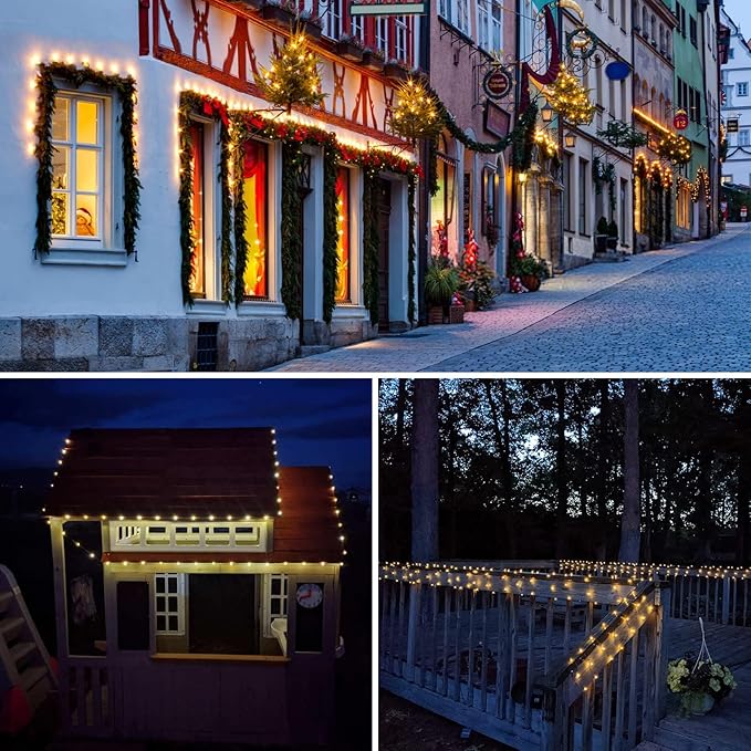 Solar String Lights Outdoor, 6 Pack Each 100 LED Solar Christmas Lights Outside Waterproof Copper Wire with 8 Modes Solar Fairy Twinkle Lights for Garden Yard Tree Wedding Christmas Decor (Warm White)