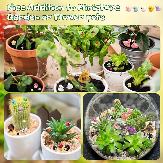 Yalikop 240 Pcs Miniature Garden Accessories, Including Animals, Mini Houses, Table and Chairs and Dollhouse Decoration, Miniature Figurines, Micro Landscape Ornaments, Garden DIY Kit, Birthday Gift