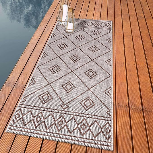 Keen Home Design Terrace Outdoor Runner Rug - 2x10 Washable Indoor/Outdoor Rug for Patio, Kitchen, Balcony, Beach, Garden, Deck and Porch, Size: 2'2"x9'11"