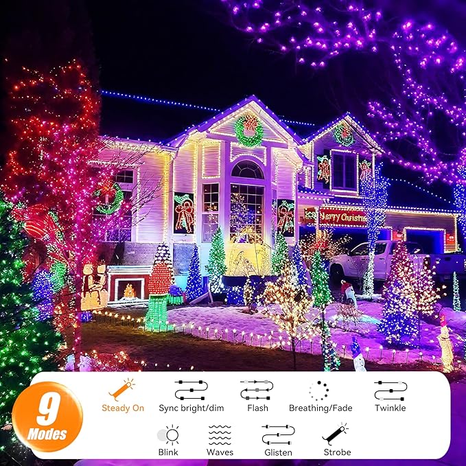 LitHome 99ft 300Led Color Changing String Lights with Remote,35 Colors RGB Christmas Lights with Timer,Dimmable Led String Light Outdoor,Xmas Tree Light Indoor Plug in for Halloween Fall Party Decor