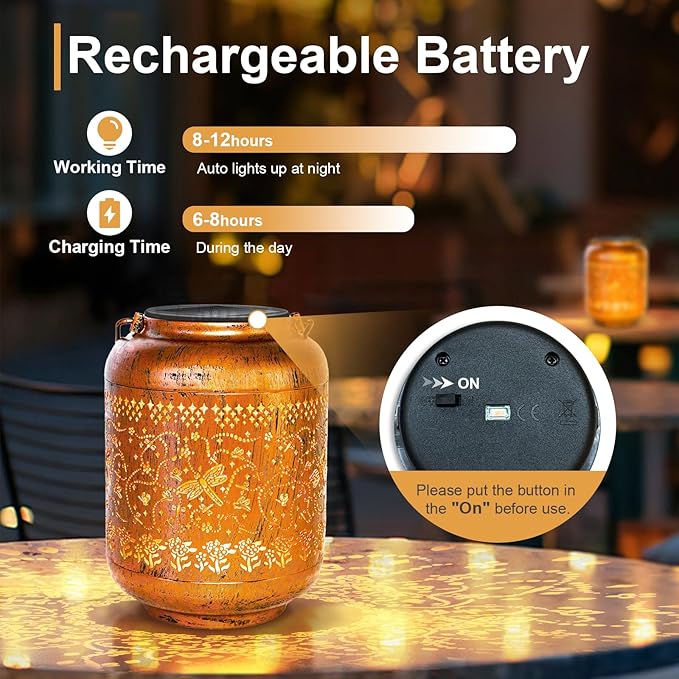 4Pack Dragonfly Solar Lanterns Outdoor Hanging Waterproof Dragonfly Garden Decor Christmas Gifts for Women Mom Grandma Metal Solar Lights Decoration Outside for Yard, Patio,Pathway Landscape