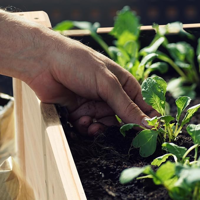 MUPATER 4x2FT Raised Garden Bed,Raised Garden Bed with Four Legs, Elevated Planter Box with Drainage Holes for Herbs and Vegetables, Outdoor and Indoor, Natural Wood